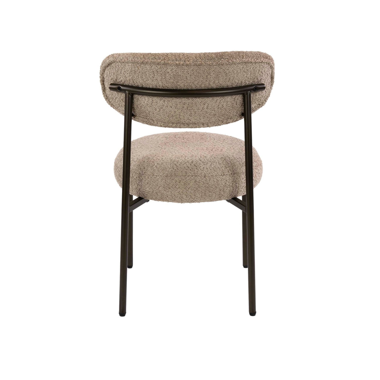 Eetkamerstoel - Set van 2 eetkamerstoelen rond bouclé zand - bruin Aero - Dimehouse