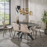 Set van 4 Eetkamerstoelen Koda Ribstof Zandkleur - Zonder Armleuningen