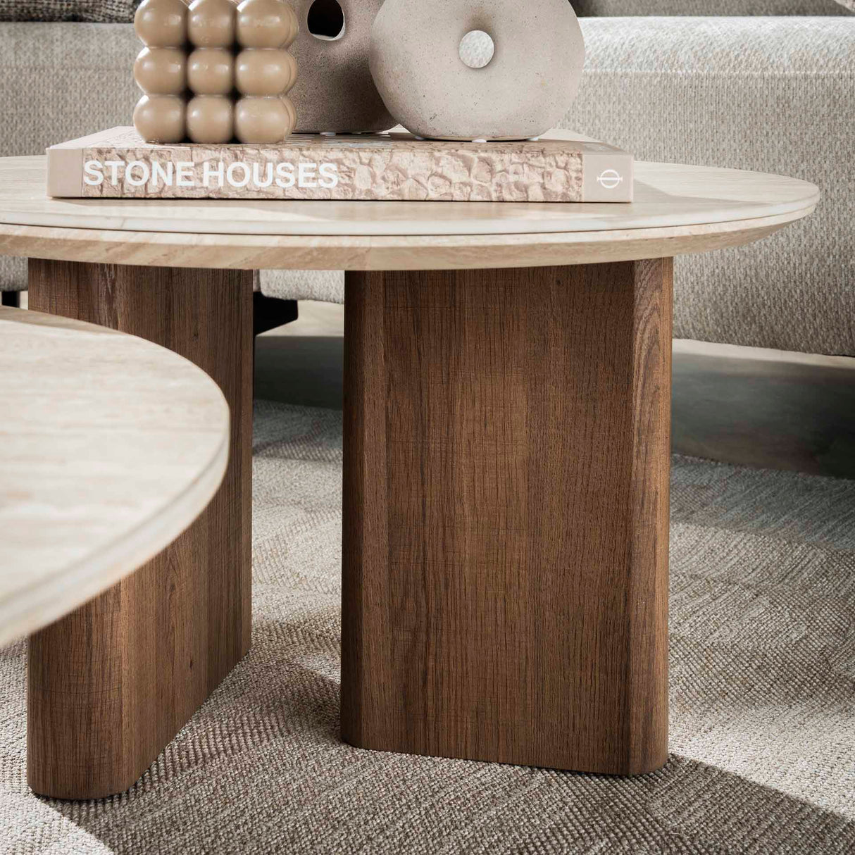 Salontafelset Trias Rond Keramiek Travertin (2-delig)
