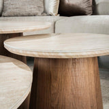 Trio Ø80 Salontafel set Keramiek Travertine