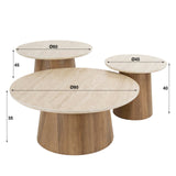 Trio Ø80 Salontafel set Keramiek Travertine