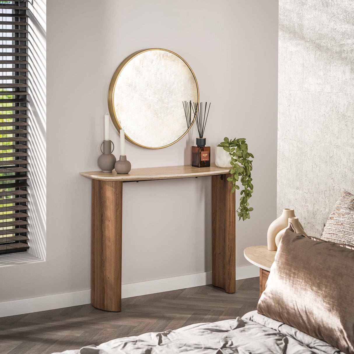 Jimi Curvo Kaptafel Keramiek Travertine 100 cm