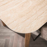 Jimi Curvo Eettafel 180 Keramiek Travertine