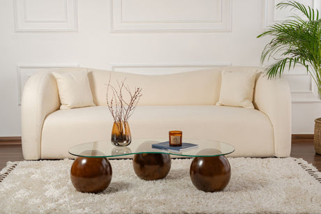 Salontafel Sphere Walnoot Transparant 120x70 cm Walnut Transparent Tempered glass