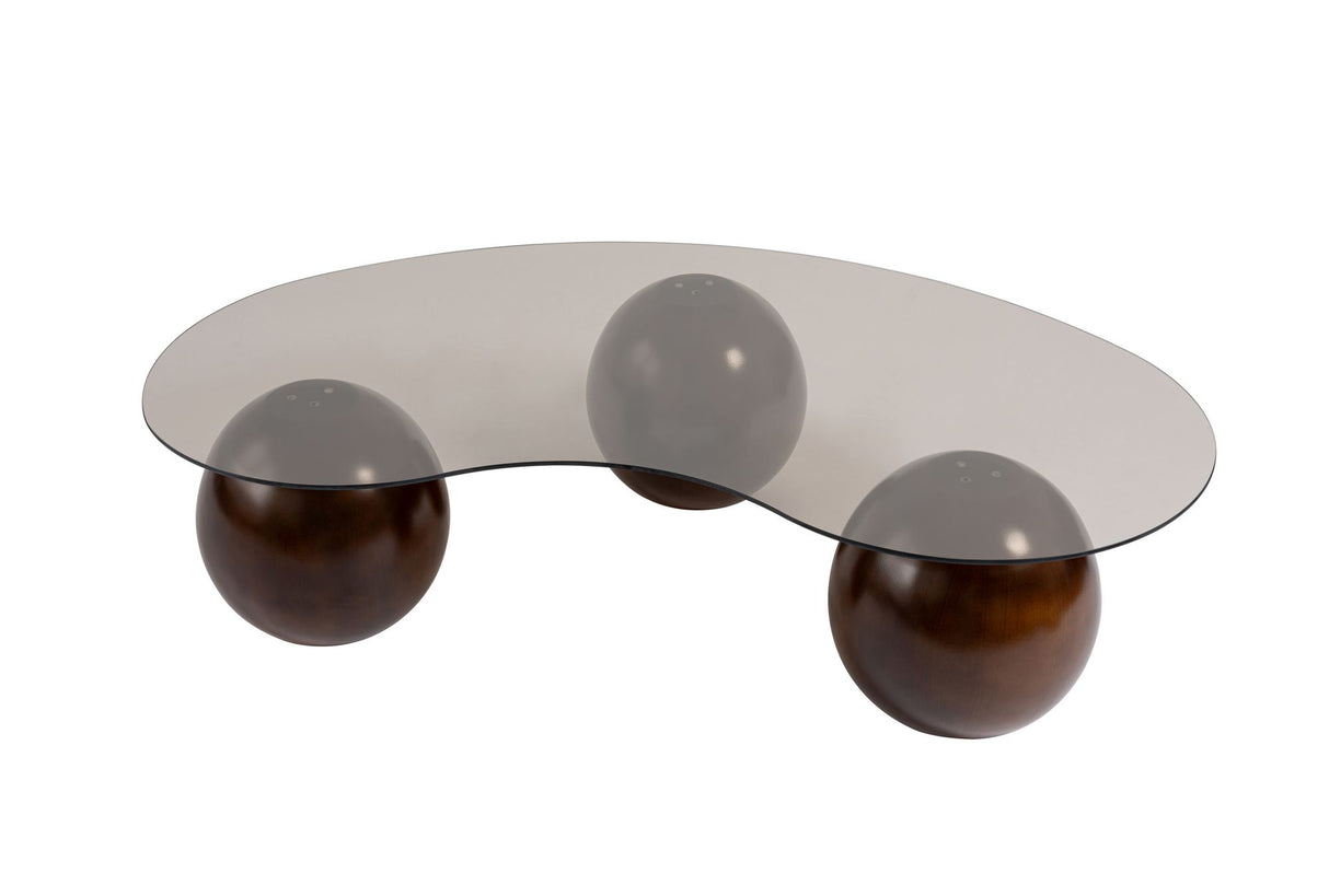 Salontafel Sphere Walnoot en Brons 120x70 cm Walnut Bronze Tempered glass