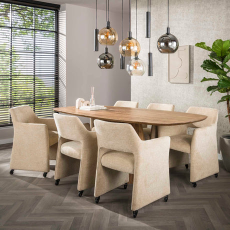 Set van 2 Eetkamerstoelen Capri Jaroq zand Stof op wieltjes