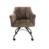 Set van 2 Eetkamerstoelen Tova Stof Taupe Met Wieltjes