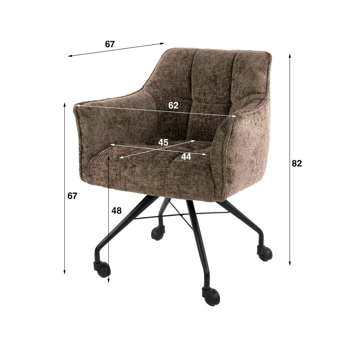 Set van 2 Eetkamerstoelen Tova Stof Taupe Met Wieltjes