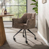 Set van 2 Eetkamerstoelen Tova Stof Taupe Met Wieltjes