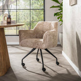 Set van 2 Eetkamerstoelen Tova Stof Alura Zand Met Wieltjes