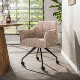 Set van 2 Eetkamerstoelen Tova Stof Hoven Rich Zand Met Wieltjes