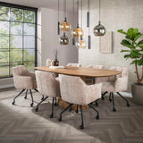 Set van 2 Eetkamerstoelen Tova Stof Hoven Rich Zand Met Wieltjes