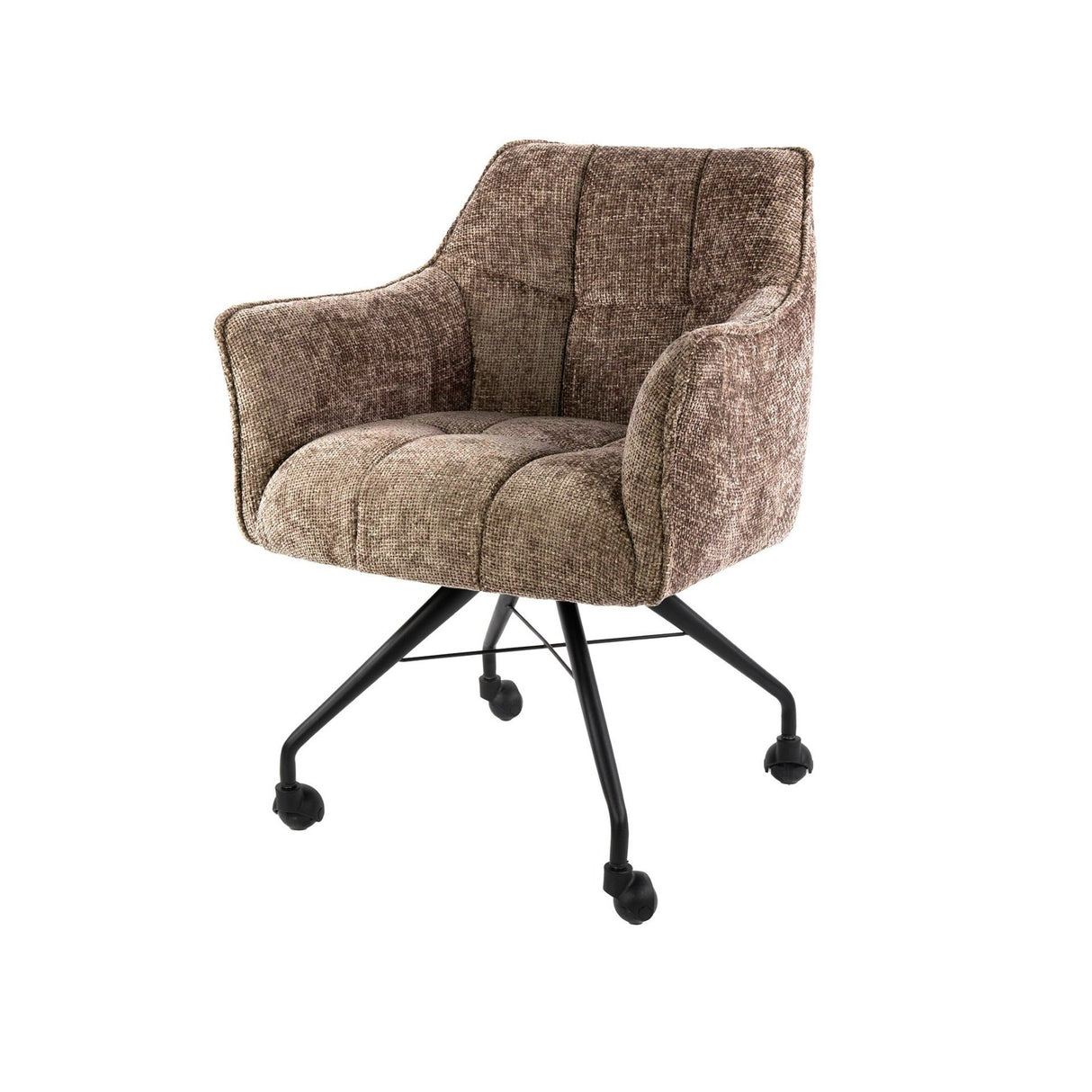 Set van 2 Eetkamerstoelen Tova Stof Hoven Rich Champagne Met Wieltjes