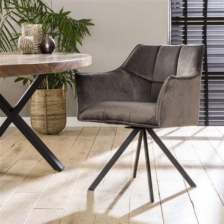 Set van 2 Draaibare Eetkamerstoelen Velvet Suze - Met Armleuningen
