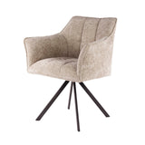 Set van 2 Eetkamerstoelen Lino Chenille Stof Rich Zand Draaibaar