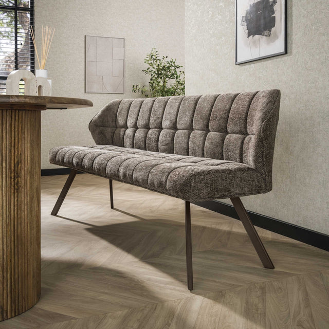 Eetkamerbank raster taupebruin chenille