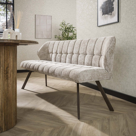 Eetkamerbank Raster chenille zandbruin