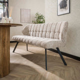 Eetkamerbank Lino Chenille Stof Rich Zand 180 cm Geblokt