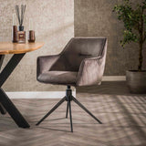 Eetkamerstoel Chia Velvet Antraciet Draaibaar