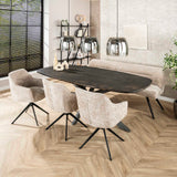 Set van 2 eetkamerstoelen Chia Rich Stof Zand Draaibaar