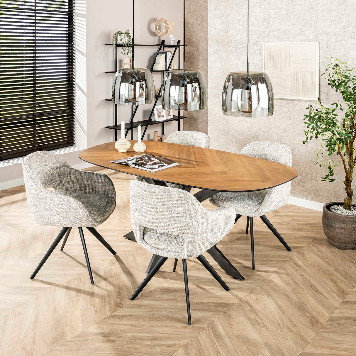 Set van 2 Eetkamerstoelen Springo Draaibaar Eagle Crème