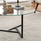 Salontafel Rond Glas 75 cm - Zwart Metalen Frame