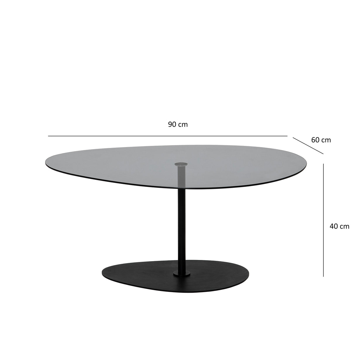 Organische Design Salontafel Getint Glas Torpo - Zwart Metalen Frame