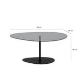 Organische Design Salontafel Getint Glas Torpo - Zwart Metalen Frame
