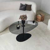Organische Design Salontafel Getint Glas Torpo - Zwart Metalen Frame