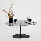 Organische Design Salontafel Getint Glas Torpo - Zwart Metalen Frame