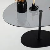 Organische Design Salontafel Getint Glas Torpo - Zwart Metalen Frame