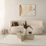 Salontafel Rond Glas 75 cm Travertijn - Hima