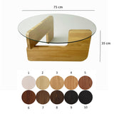 Salontafel Rond Glas Mio - 75 cm - Houten onderstel