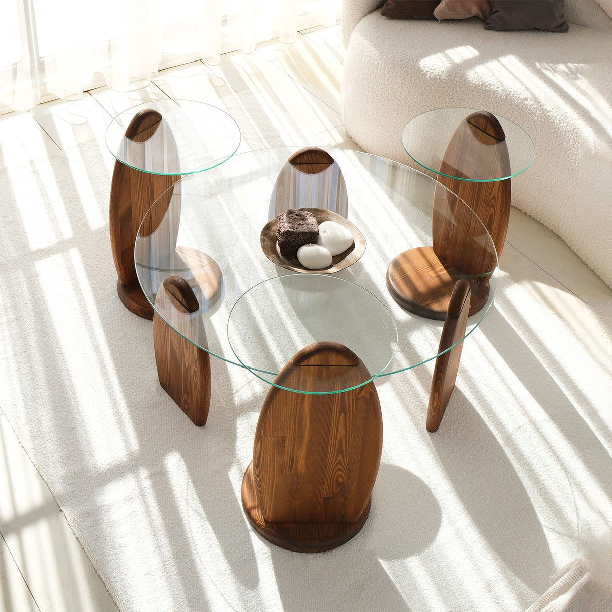 Design Salontafel Rond 90 cm Sunf - Houten onderstel