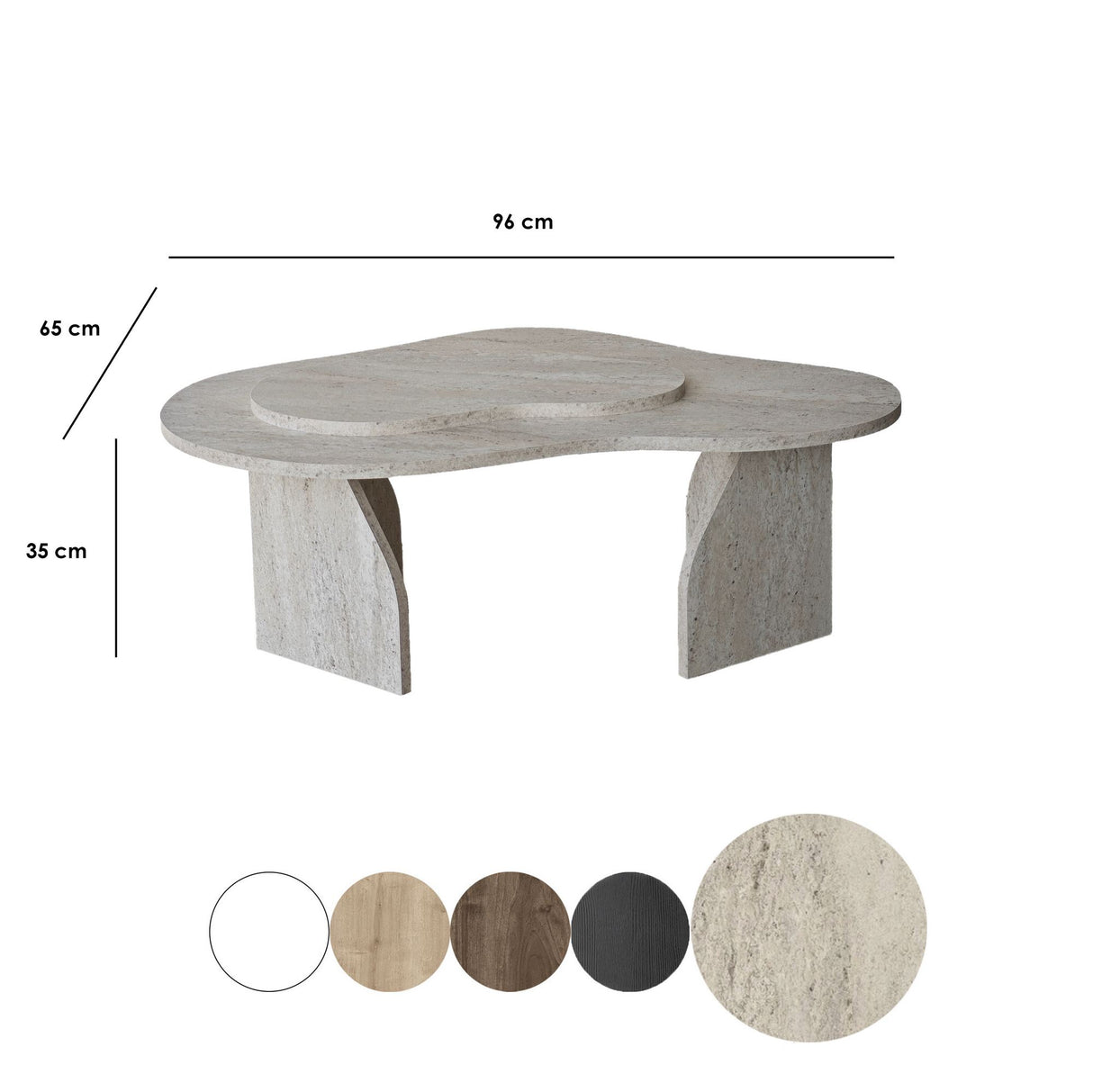 Organische Salontafel Travertin Melamine marmer look Melta - 105x65 cm