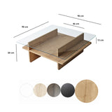 Salontafel Vierkant Glas Sagu - Sapphire Melamine Onderstel - 90x90 cm