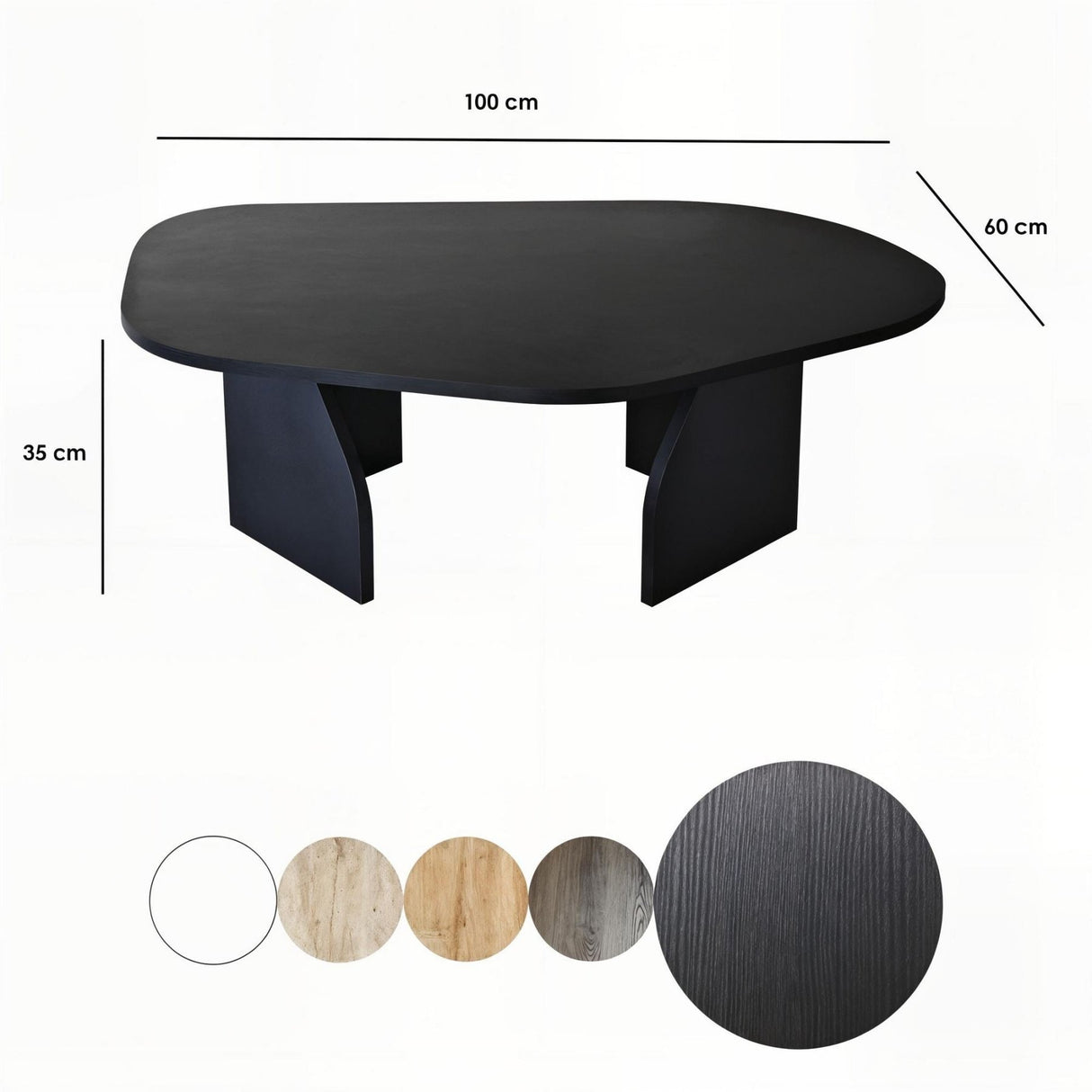 Rock salontafel ovaal zwart 100 x 60 cm Melamine gecoat houtcomposiet