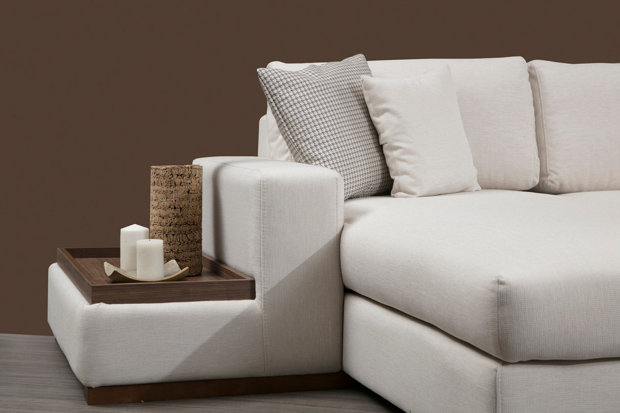 U Hoekbank Rechts Loop Beige - Met Hocker & Tafel