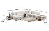 U Hoekbank Rechts Loop Beige - Met Hocker & Tafel
