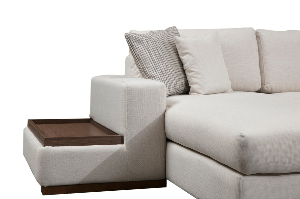 U Hoekbank Rechts Loop Beige - Met Hocker & Tafel