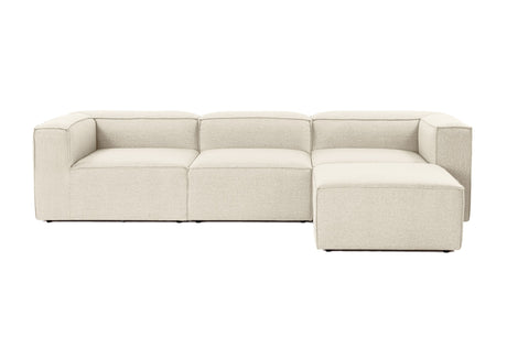 Modulaire hoekbank Fora met losse hocker linnen stof - ecru