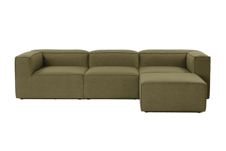Modulaire hoekbank Fora met losse hocker linnen stof - groen