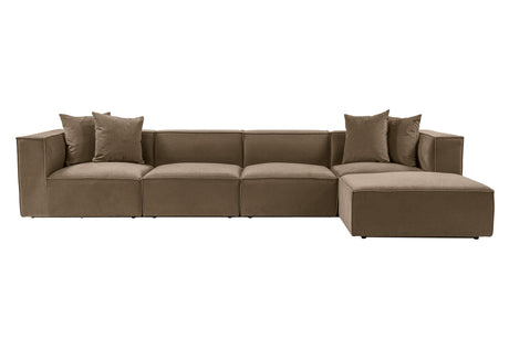 Modulaire XXL hoekbank Sora 430 cm breed in Bruin linnen