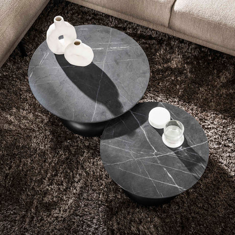 Drop Salontafel Set van 2 3D Melamine Graphite Ø60-Ø50