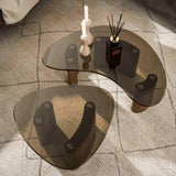 Set van 2 Marea organische salontafels brons glas 87x53 cm