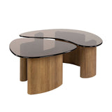 Set van 2 Marea organische salontafels brons glas 87x53 cm