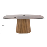 Eettafel - Deens ovale eettafel bruin rookglas eikenhout - look frame Thor 180 cm - Dimehouse