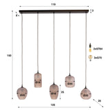 Hanglamp 5-lichts bruin frosted glas Arda