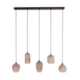 Hanglamp 5-lichts bruin frosted glas Arda