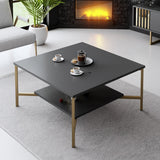 Vierkante Salontafel Antraciet Gold Line 80x80 - Gouden Frame